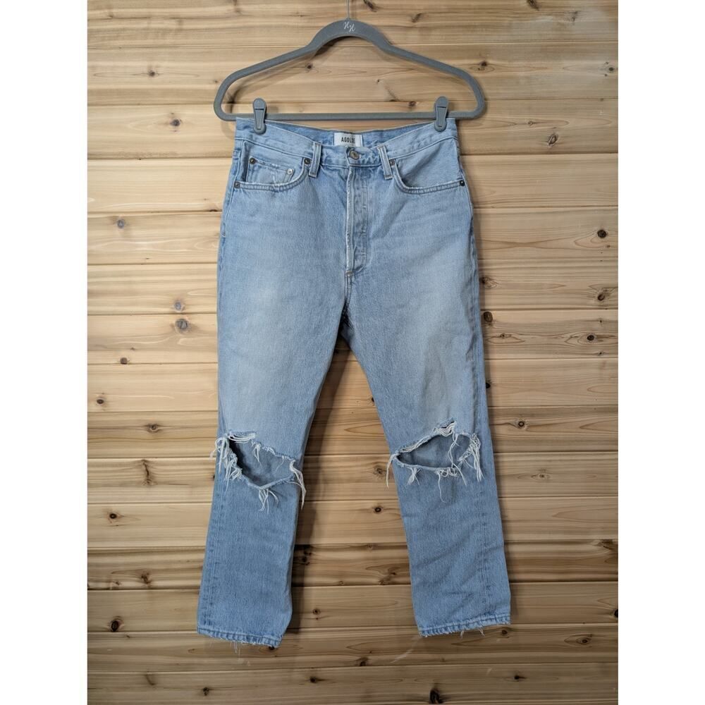 AGOLDE Jeans Womens 28 Blue Riley‎ High Rise Straight Crop0